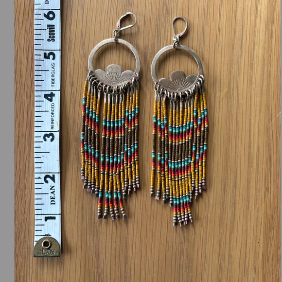 Dancing Willow Bead and Brass Earring - Picture 1 of 3